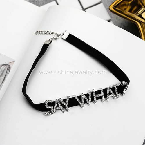 Velvet Chokers Rhinestone English Words Short Necklace Gifts